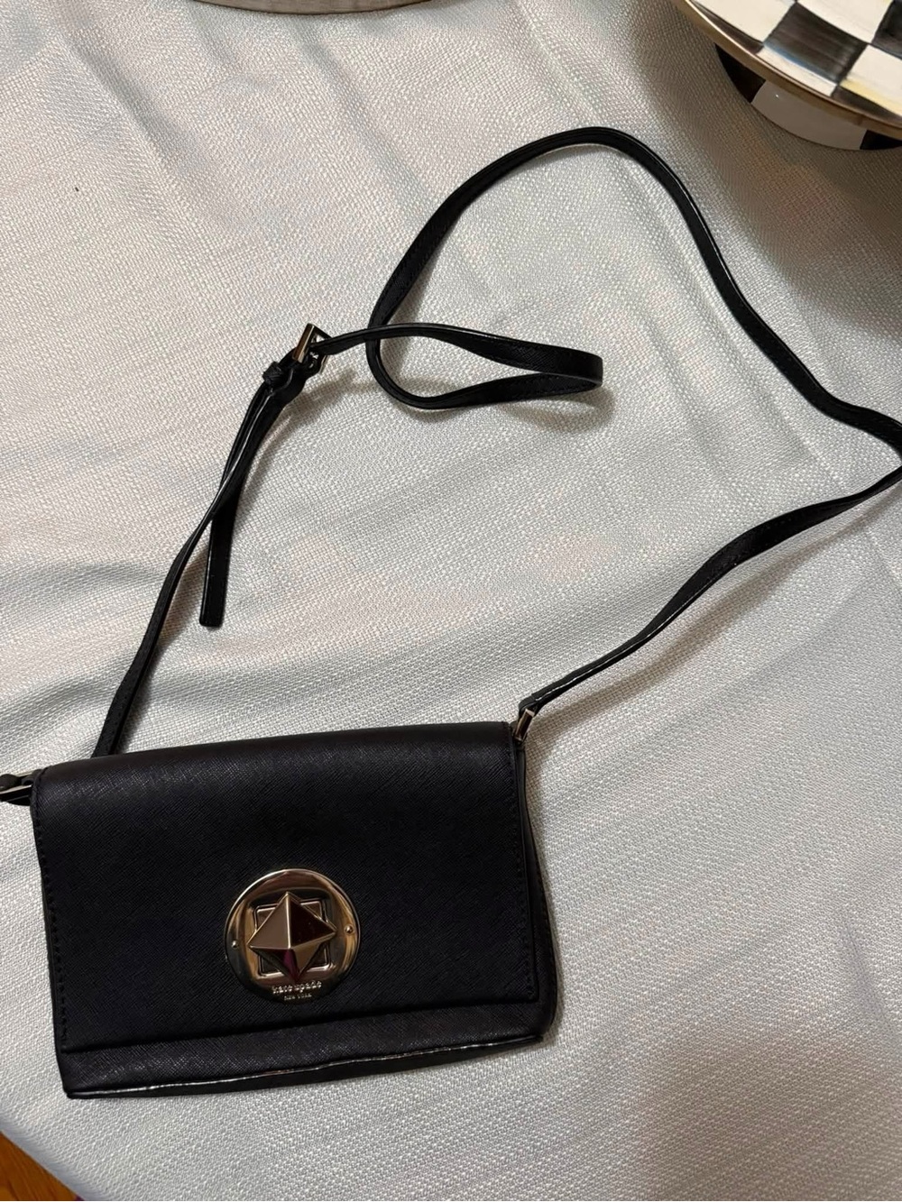 kate spade Black Crossbody with Gold Medallion Accent